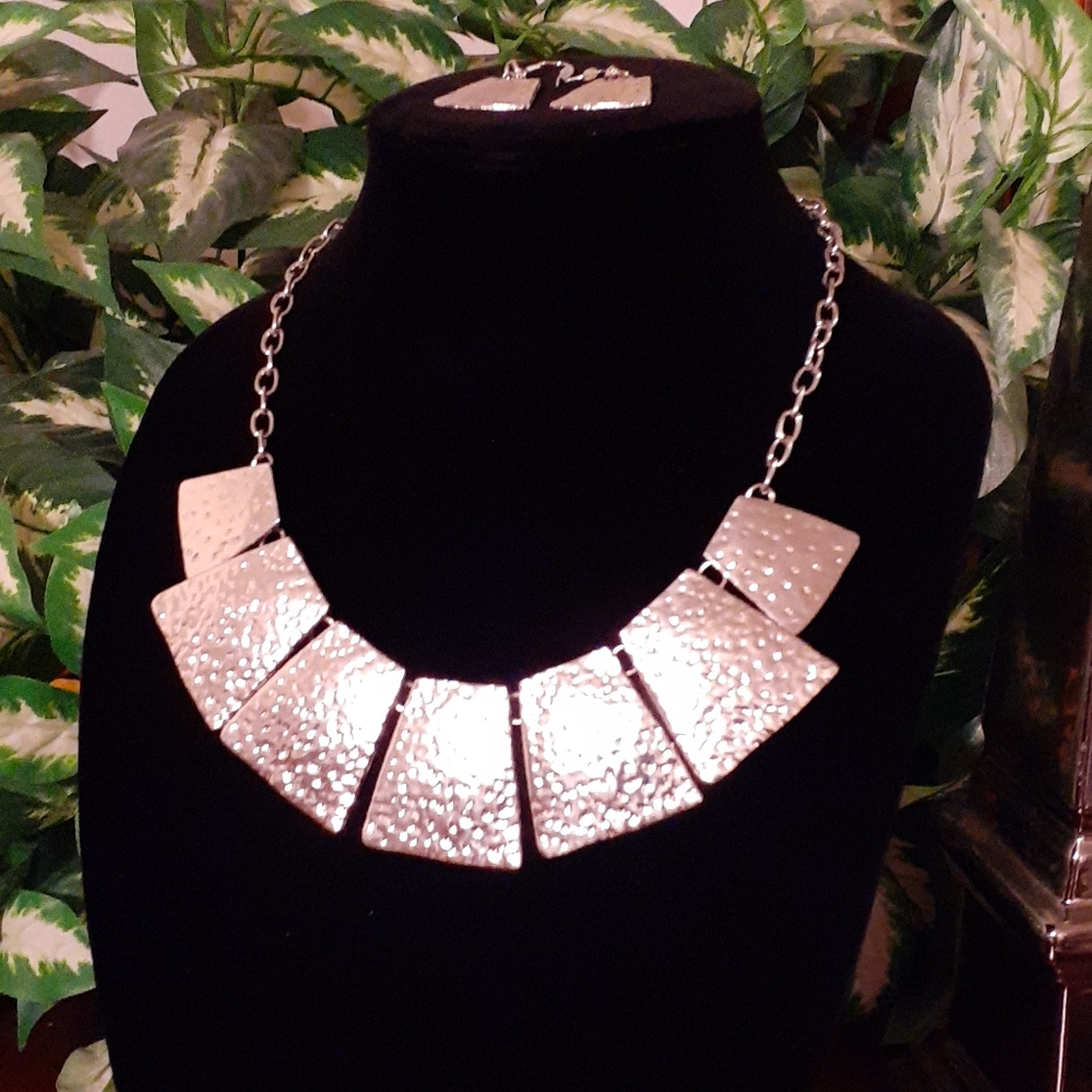 NWOT Silver Necklace and Earrings Set